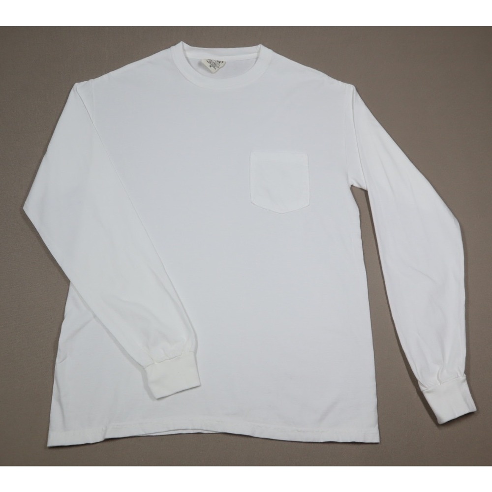Comfort Colors White Long Sleeved Pocket Tee - Size M